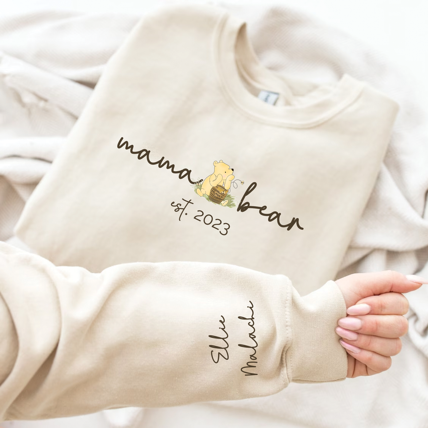 Personalized Mama Pooh Bear Est Crewneck Sweatshirt