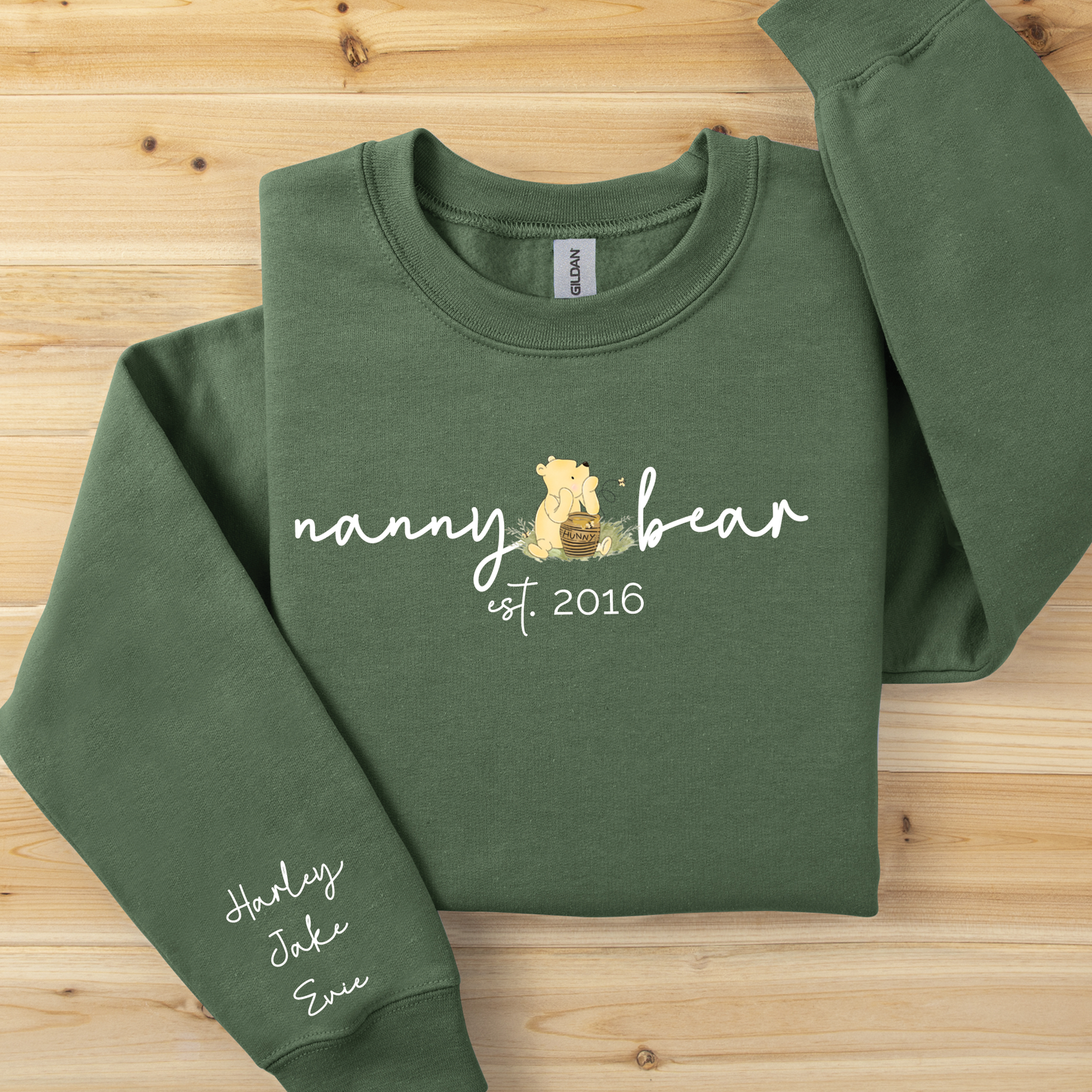 Personalized Mama Pooh Bear Est Crewneck Sweatshirt
