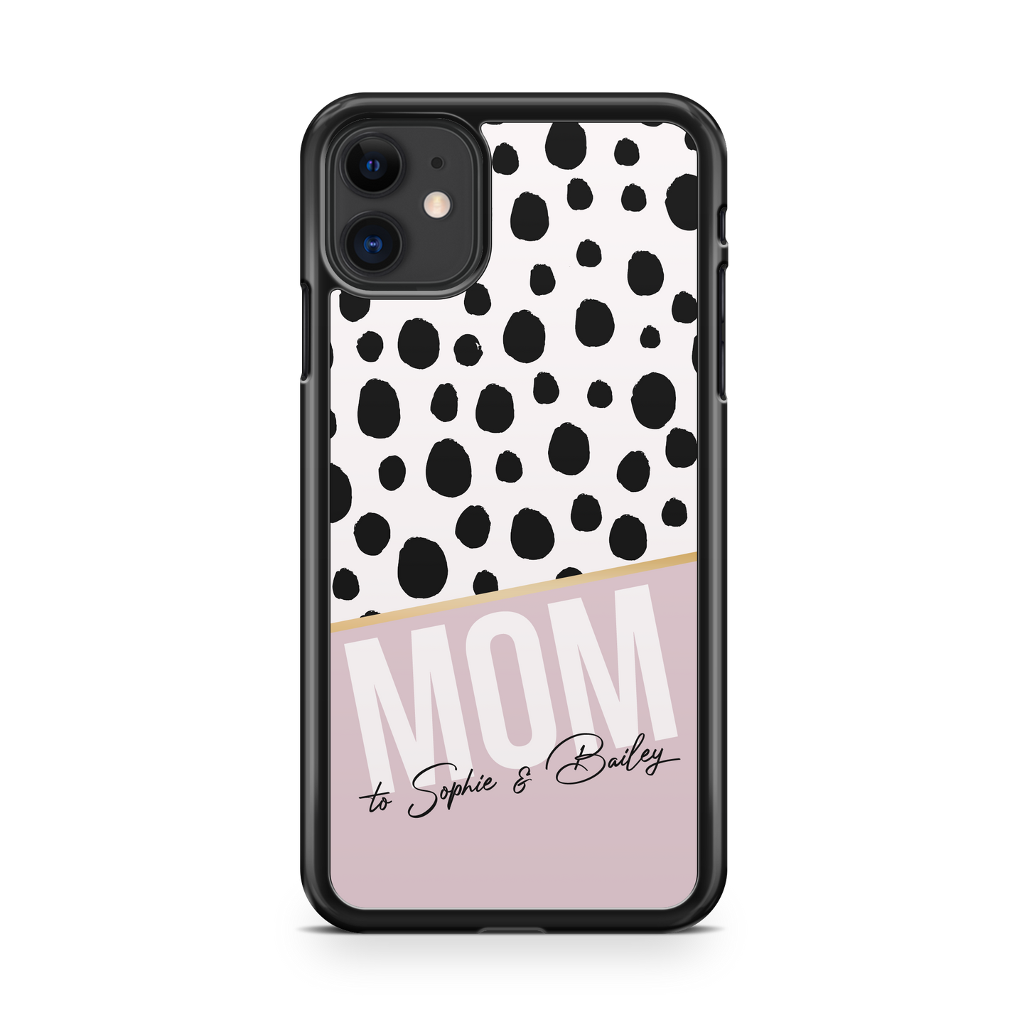 Black Polka Dot Personalized Mom Phone Case