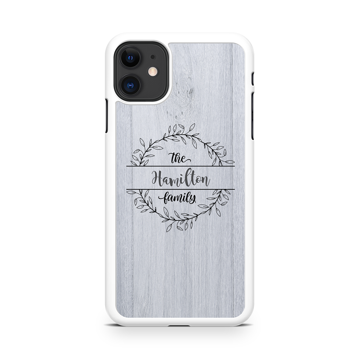 Grey Farmhouse Wreath Family Name Personalized Phone Case
