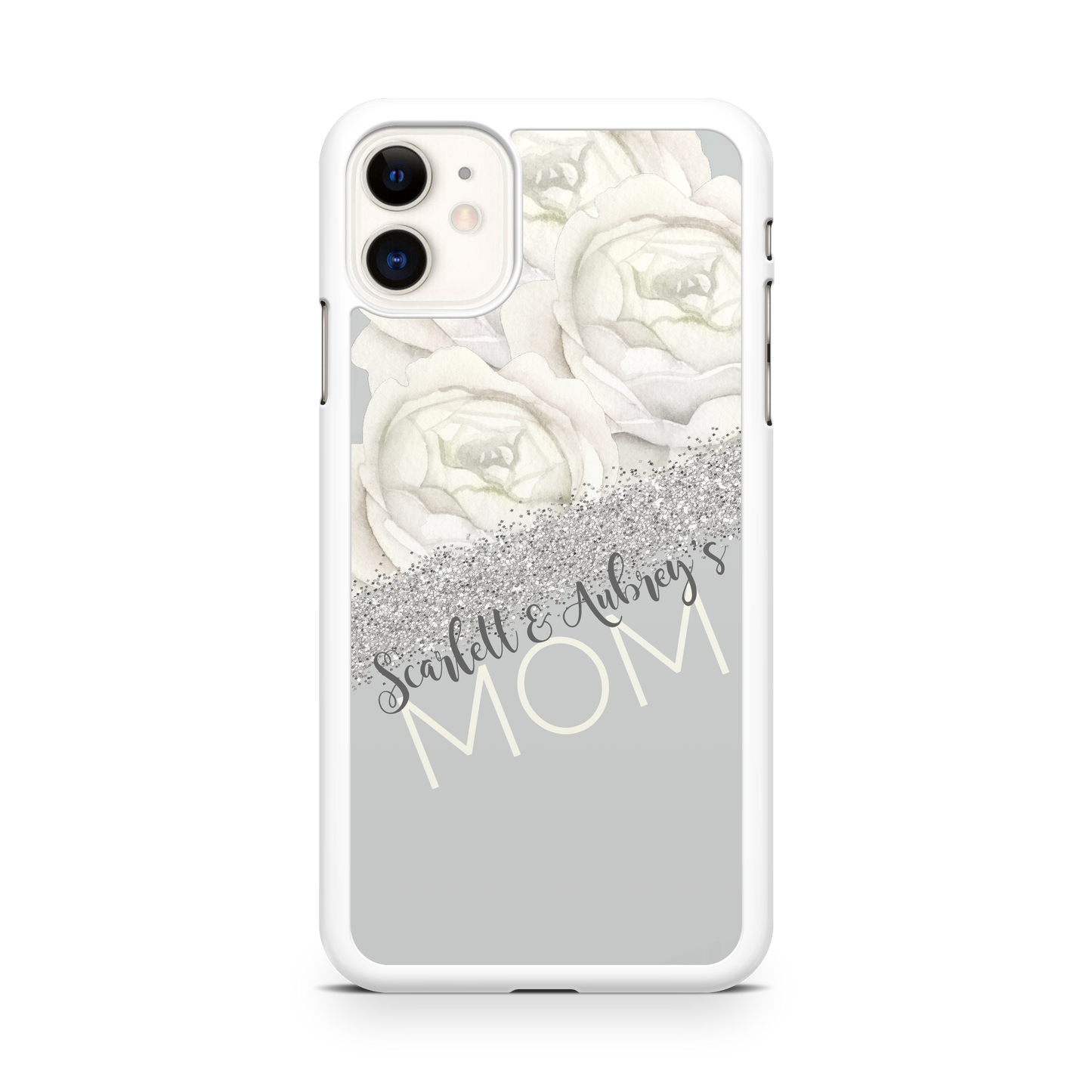 Mom Personalized Grey Roses Phone Case