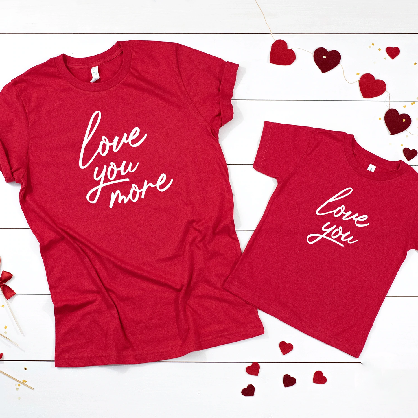 Love You, Love You More Valentine's Day Twinning Tees