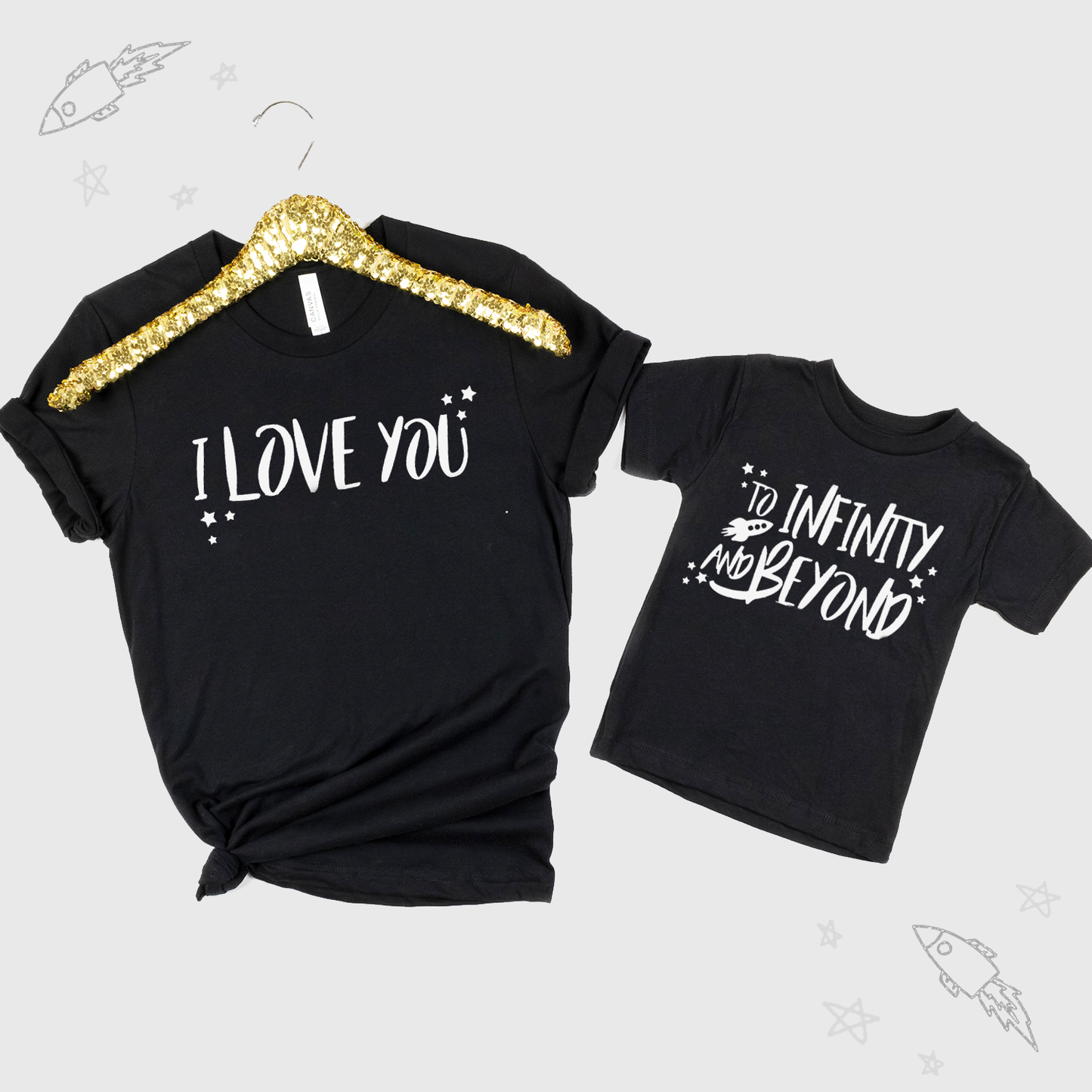 I Love You - To Infinity & Beyond Black Twinning Tees