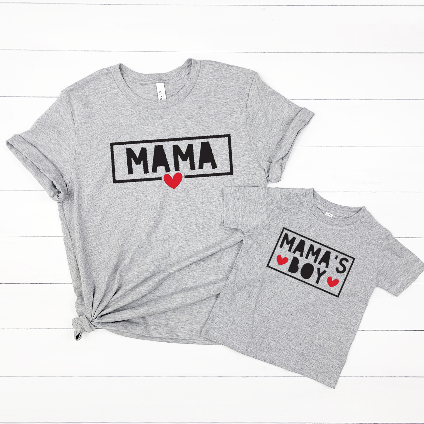 Mama & Mama's Boy Grey Twinning Tees