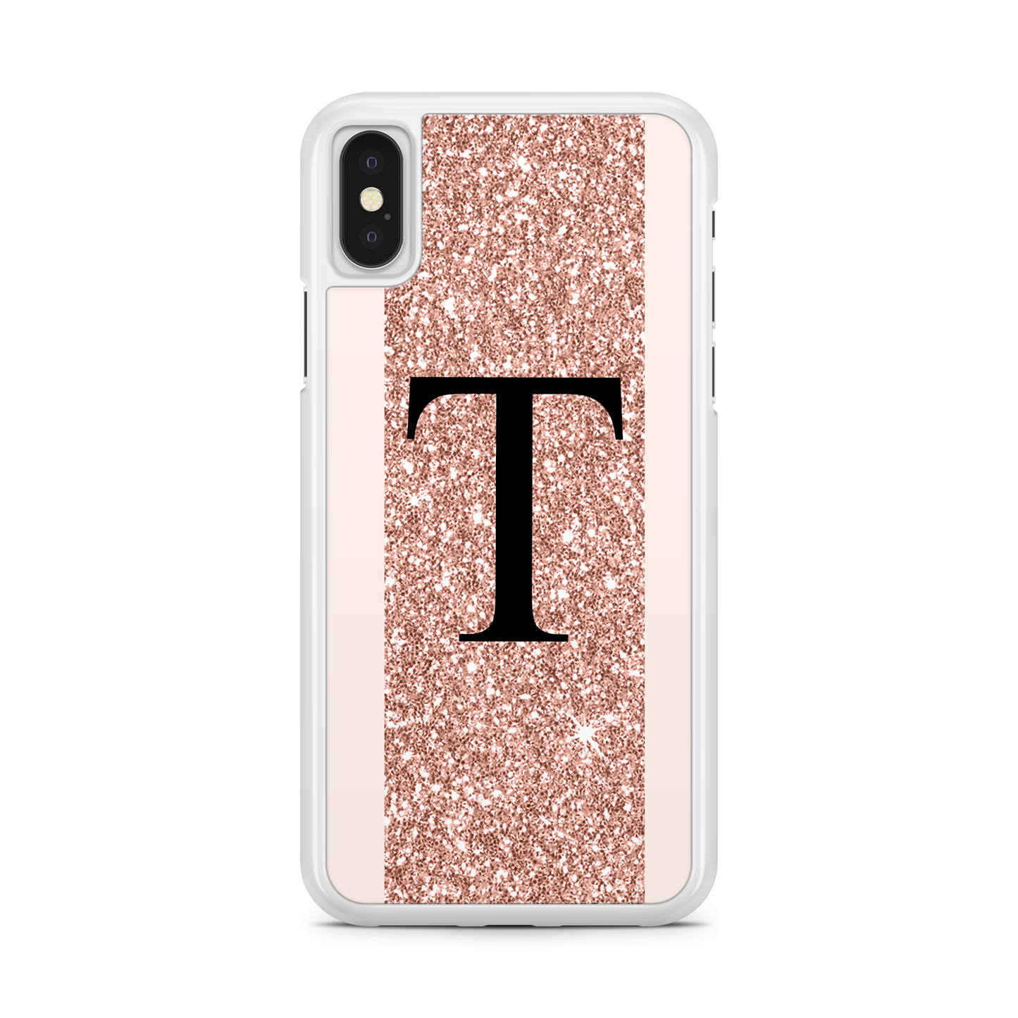 Rose Gold Glitter Strip Initial Phone Case