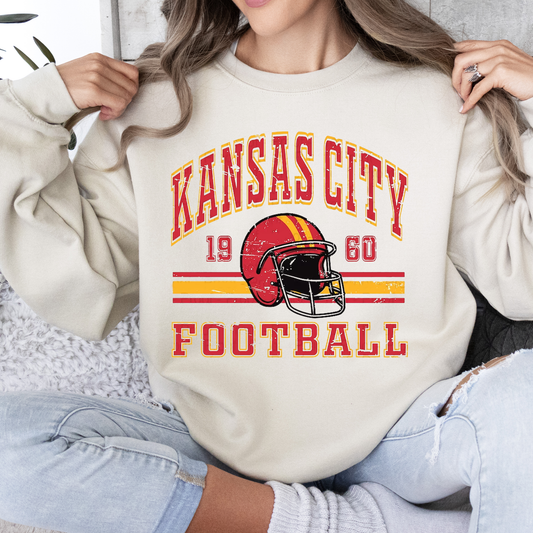 Kansas City Football Retro Crewneck Sweatshirt Kids & Adult sizes