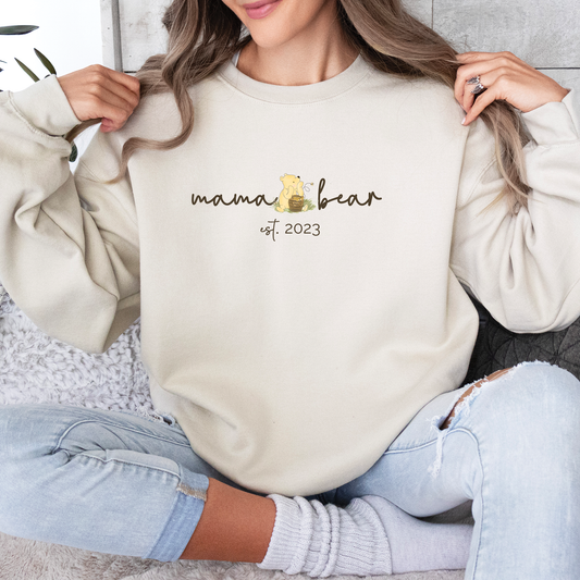 Personalized Mama Pooh Bear Est Crewneck Sweatshirt