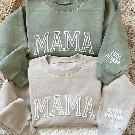 Personalized Puff Print Mama Crewneck Sweatshirt