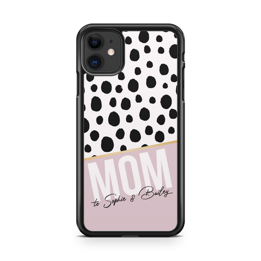 Black Polka Dot Personalized Mom Phone Case