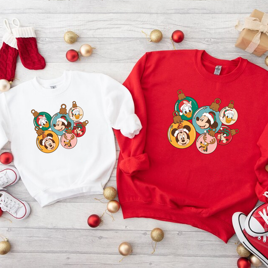 Mickey Baubles Decoration Design Christmas Sweatshirt! Kids & Adult sizes