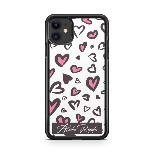 Doodle Hearts Personalized Phone Case