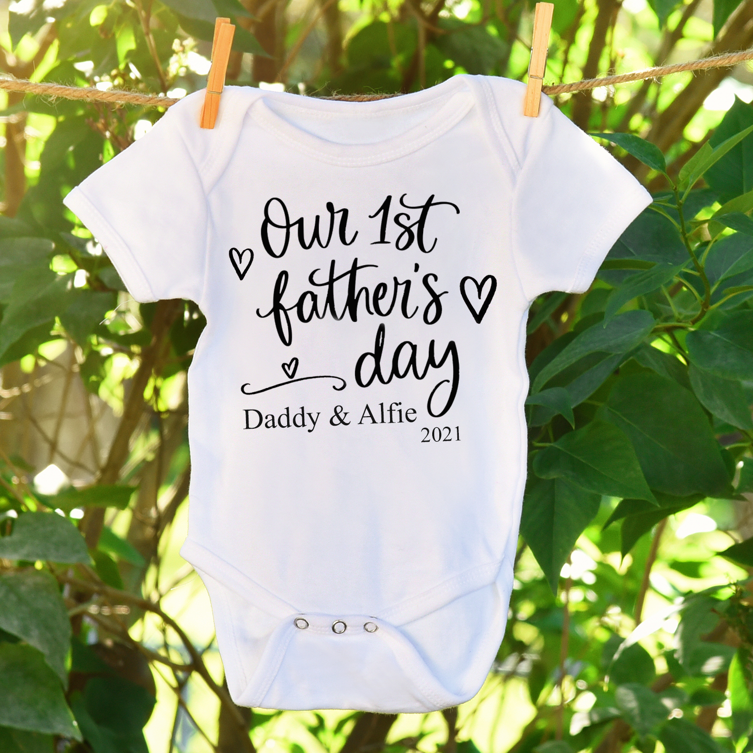 Our First Father s Day Personalized Baby Vest YellowDaisyCo