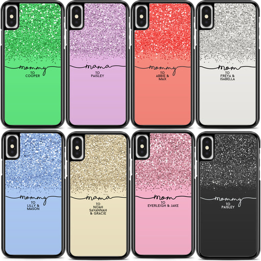 Glitter Mom/Mama/Mommy To Personalized Phone Case - Choice of colors!