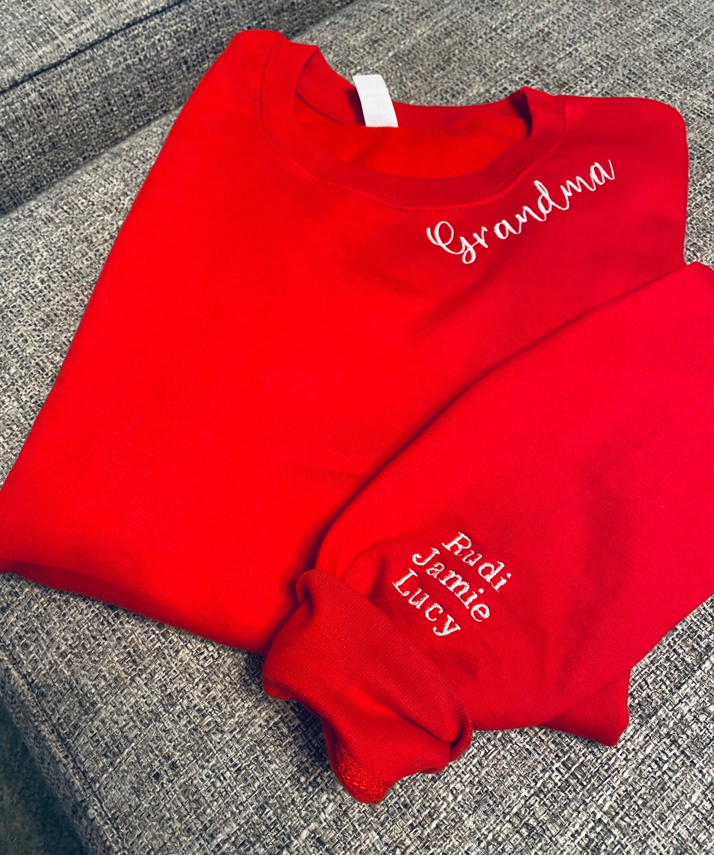 Personalized Mama Neck Sweatshirt with the Kids Names on sleeves!