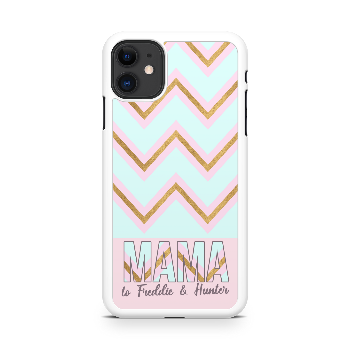 Mint Chevron Personalized Mama Phone Case