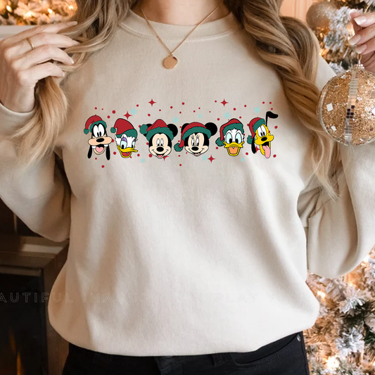 Festive Christmas Faces Sweatshirt! Kids & Adult sizes