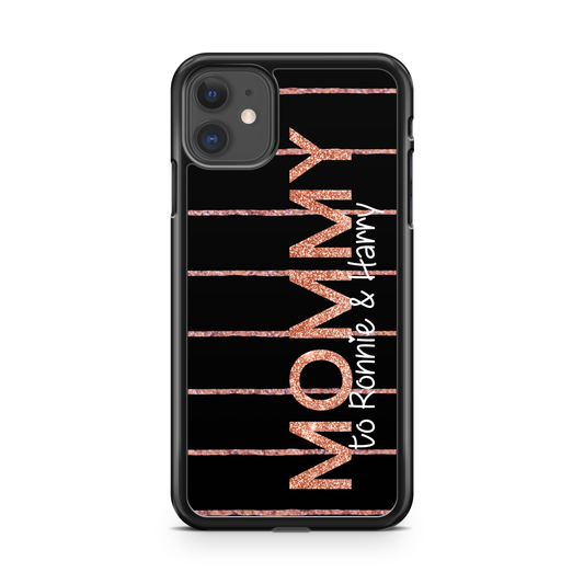 Mommy to Black Rose Gold Glitter Design Personalized Phone Case