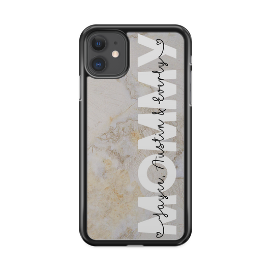 Mommy Rustic Marble Style Personalized with Kid's Names Phone Case