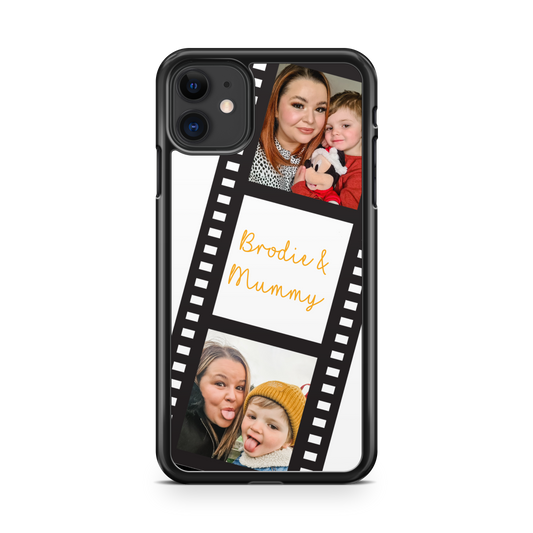 Personalized Photo Reel & Text Black Phone Case
