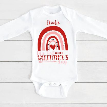 My First Valentine's Day Rainbow Design - Personalized Baby Onesie