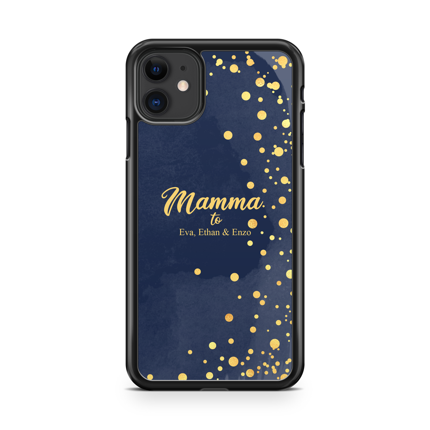 Navy & Gold Dots Personalized Phone Case