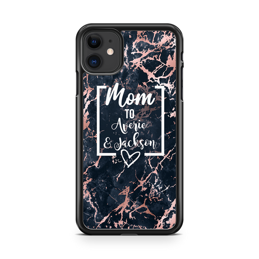 Navy Marble Mom Personalized Phone Case