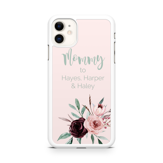 Personalized Mommy Light Pink Floral Phone Case