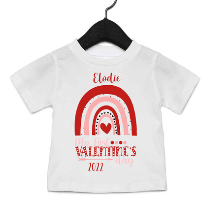 My First Valentine's Day Rainbow Design - Personalized Baby Onesie