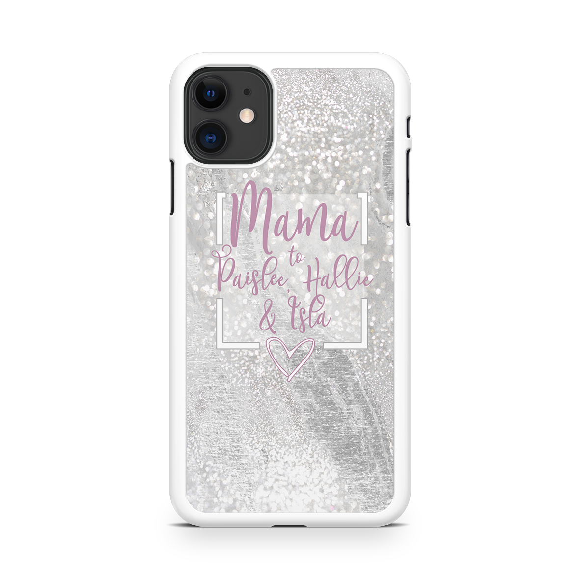 Silver Glitter Mama Personalized Phone Case