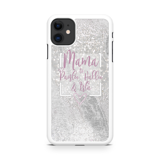 Silver Glitter Mama Personalized Phone Case