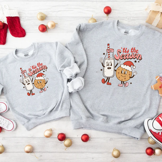 'Tis the Season Milk & Cookies Sweatshirt! Kids & Adult sizes