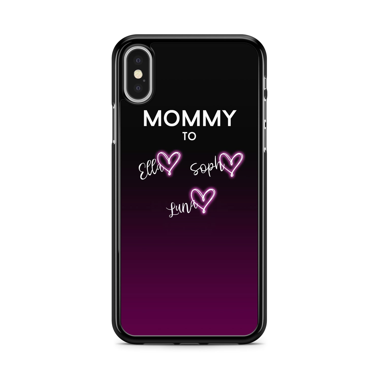 Neon Hearts Personalized Phone Case for Mom